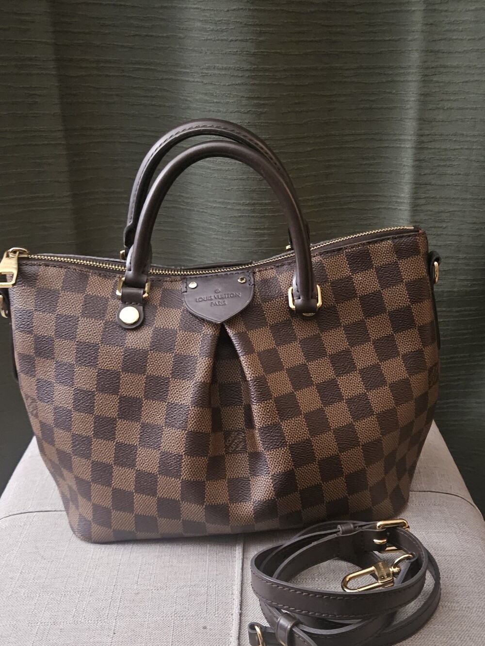Louis Vuitton Damier Ebene Sienna PM Checkerboard Satchel in Dark Brown - Picture 10 of 10